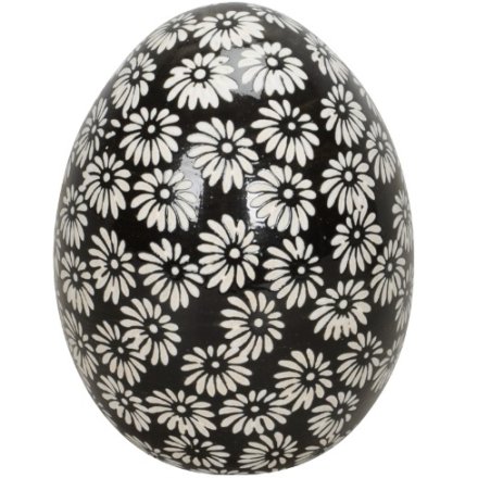 11cm Monochromatic Daisy Ceramic Egg