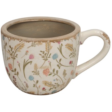 Floral Mug Planter, 21cm