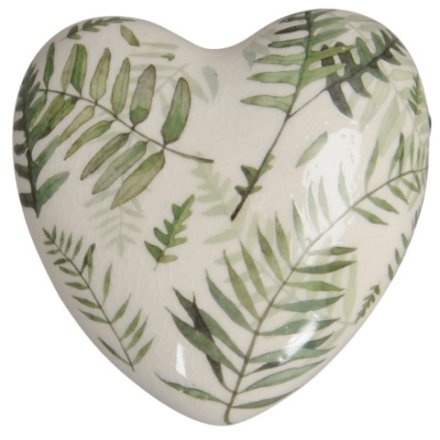 Ceramic Heart with Foliage Decal