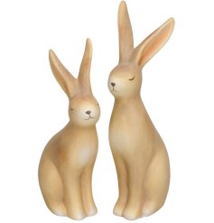 2 assorted ornaments in a rabbit design. Featuring long ears and a brushed effect pattern on the design.