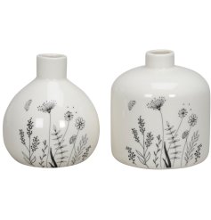 2/A Bud Vases W/ Whimsy Decal