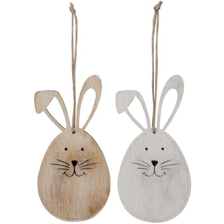 Natural Wooden Rabbit Decorations, 2A 17cm