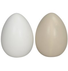 White and Beige Ceramic Eggs, 10cm