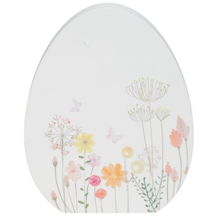 Spring Wooden Egg with Floral Decal 18cm