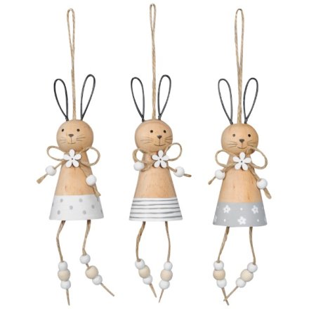 3A Hanging Easter Rabbits, 19cm