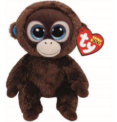 A chocolate coloured monkey with blue glittery detail from the TY range. Olga the monkey a cute collectable.