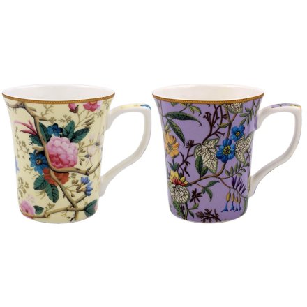 William Kilburn Floral Mugs Set of 2, 12cm