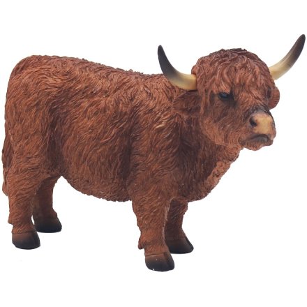 Standing Brown Highland Cow, 19cm