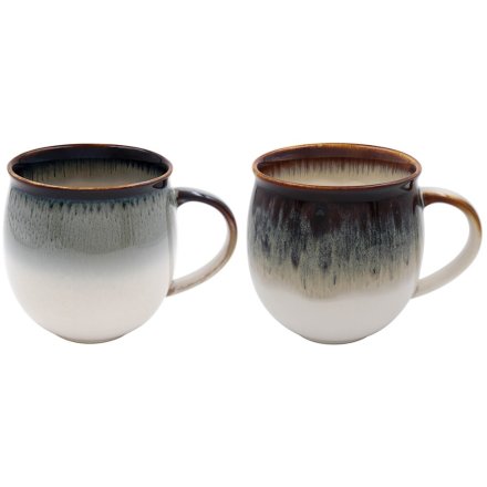 Stunning two-toned Reactive Glaze Mugs, unique finish adds character to your favorite beverages
