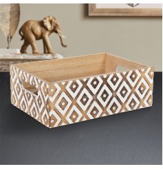 Wooden Egg Crate with Carving 