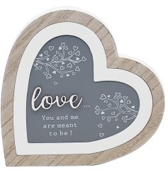 Love, you and me are meant to be! A sweet wooden plaque which can be placed anywhere in the home. 
