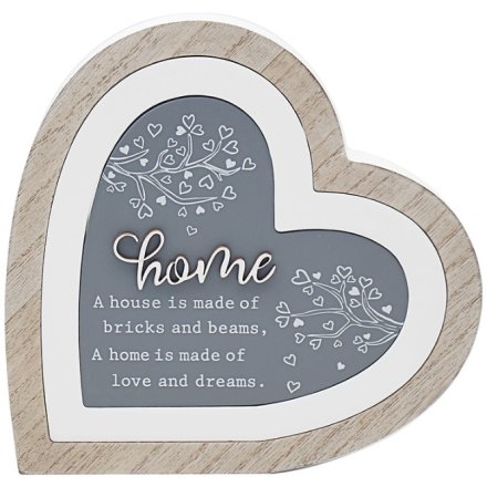 3D Heart Home Plaque, 20cm