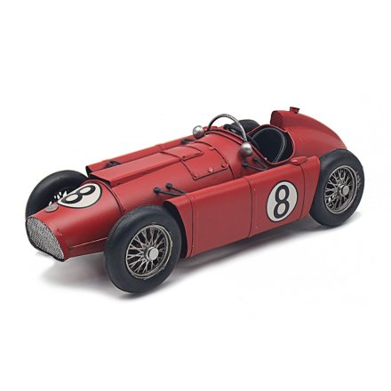 33cm, Vintage Red Metal Racing Car 