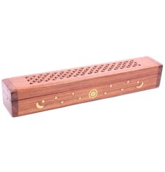 Made from Sheesham Wood, a beautifully carved storage box and ash catcher for burning incense. 