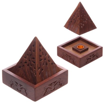 Pyramid Incense Cone Box With Flower