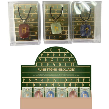 Semi precious gemstones engraved with the 24 symbols of the runic alphabet.