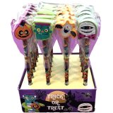 4 assorted pencils with ghoulish Halloween toppers, a great party bag toy
