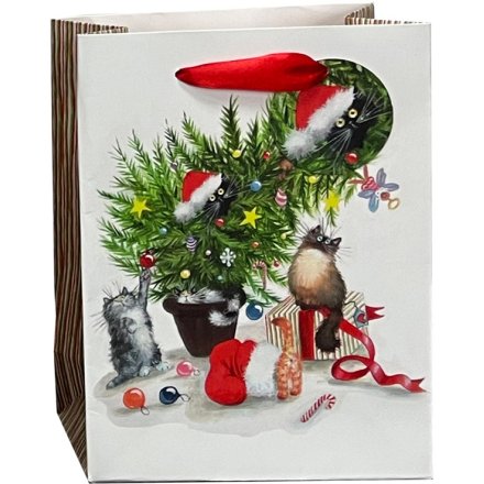 Kim Haskins Christmas Cats Gift Bag Medium, 23cm