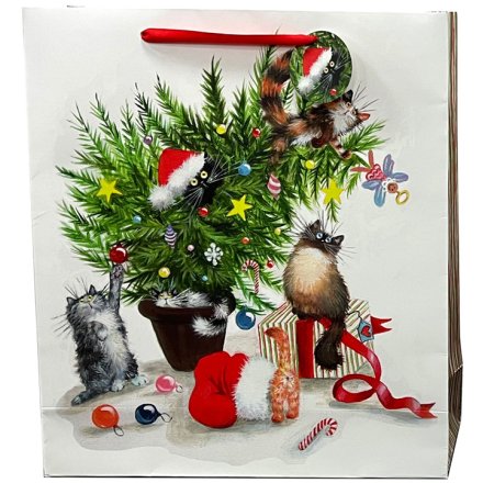 Kim Haskins Christmas Cats Gift Bag Extra Large, 40cm