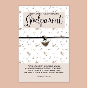 A sweet sentimental gift for an amazing godparent! Featuring a dainty bracelet complete with a supportive card.