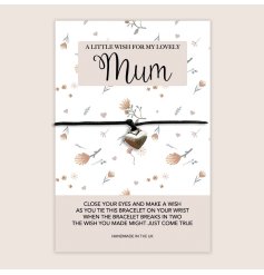 Featuring a lovely dainty floral design this wish bracelet is a great gift for mum 'A little wish for a special Mum' 