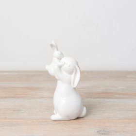 An adorable bunny ornament featuring two bunnies embracing. 