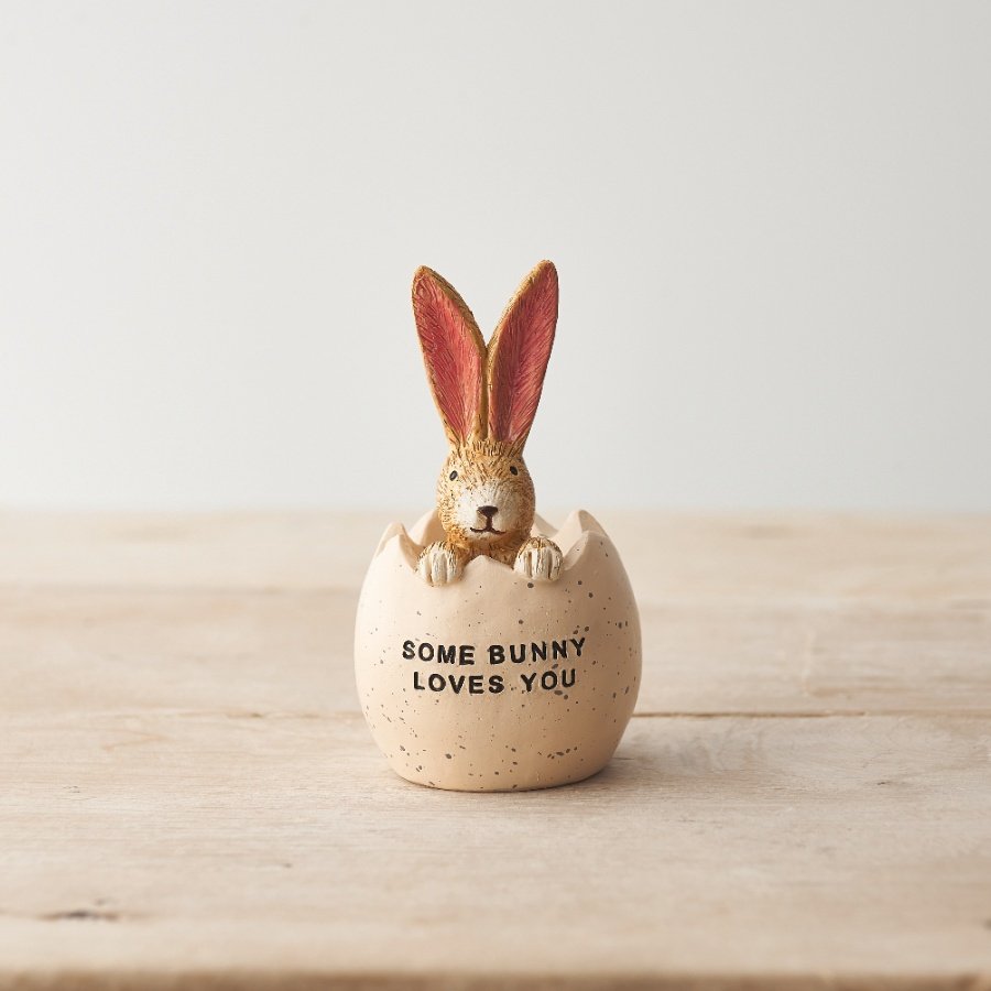 Some bunny loves you. A unique and charming egg ornament with bunny.