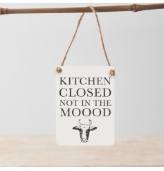 Kitchen Closed Not In The Mood Mini Metal Sign