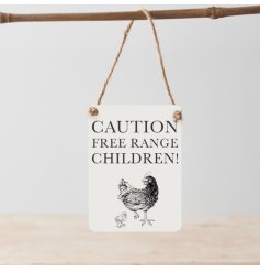 Caution Free Range Children Mini Metal Sign