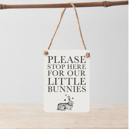 Easter, Please Stop Here Mini Metal Sign, 9cm