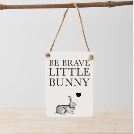 9cm, Be Brave Little Bunny Mini Metal Sign