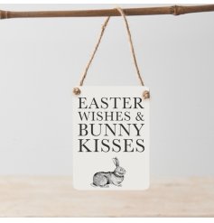 Easter Wishes & Bunny Kisses Mini Metal Sign