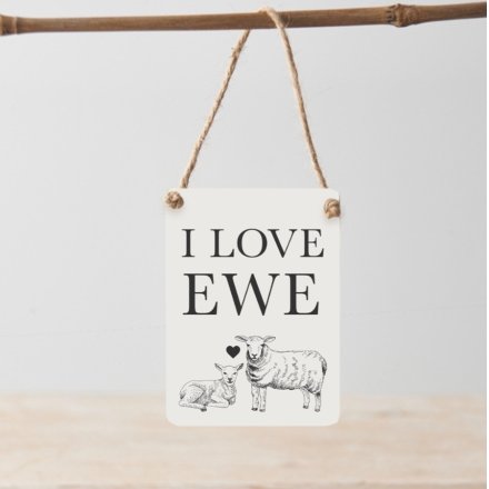 9cm, I Love Ewe Mini Metal Sign 