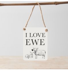 I Love Ewe Mini Metal Sign