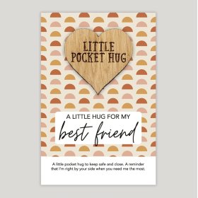 Show a best friend some love with this cute heart shaped oak token. Detailing cute scripted text printed on a coloured 