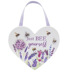 Beautiful Lavender & Bees Heart Plaque