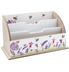 This beautiful letter rack features a lavender and bee design to add colour