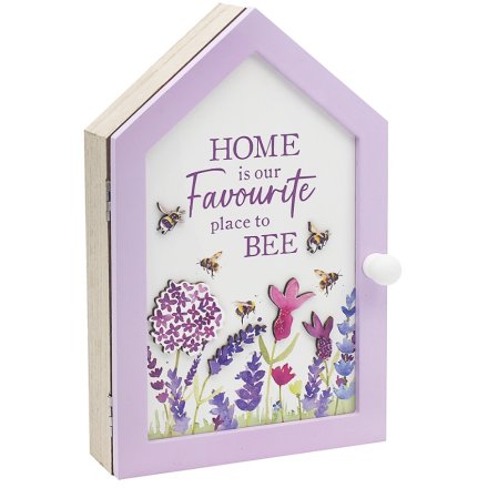 Lavender & Bees Wood Key Cabinet, 18cm