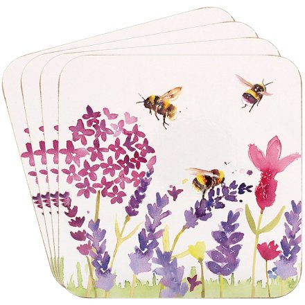 Lavender & Bees Coaster S/4 