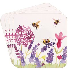 Lavender & Bees Coaster Set 4 