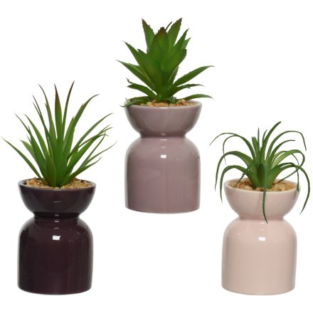 3a Artificial Plant in Abstract Pink Planters