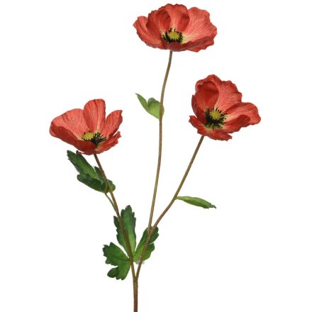 Poppies on Stem, Red 71cm