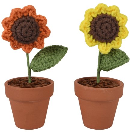 2A Knitted Flower in Pot, 14cm