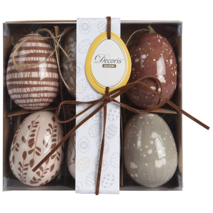 Dress the home this Easter with this lovely rustic set of 6 hanging egg decorations. 