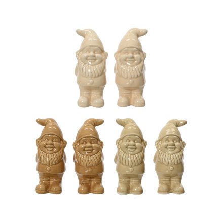 6A Neutral Glazed Garden Gnome, 10.2cm