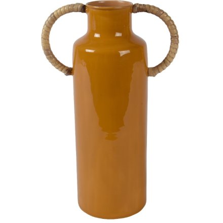 Tall Vase with Bamboo Handles, 28.5cm