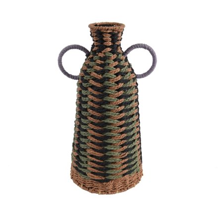 Patterned Vase in Wicker, 41cm