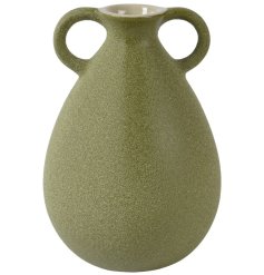 Add texture and colour to the home with this unique, earthy vase with small eared handles. 