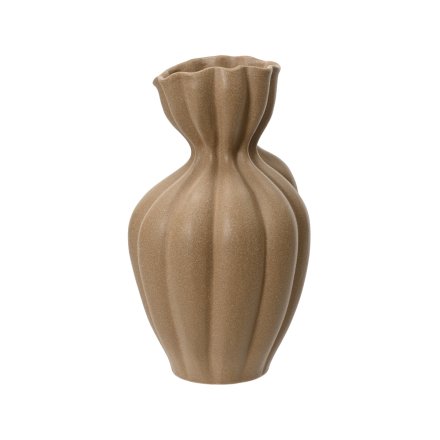 A beautifully crafted vase with a unique cinched shape in a stylish neutral colour. 