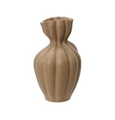 A beautifully crafted vase with a unique cinched shape in a stylish neutral colour. 
